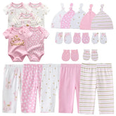 Unisex Newborn Baby Clothes Set – Cotton Bodysuits, Pants, Hats & Gloves for Boys & Girls - Himpall